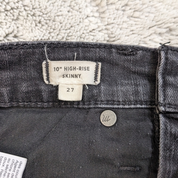 Madewell 10" High Rise Skinny Jeans Women's 27 Black Frayed Hem Button Fly - Picture 8 of 8